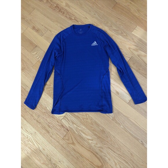Adidas FAST LONG SLEEVE ENGINEERED RUNNING TEE Med. Thumb Holes Royal Blue NWOT - Picture 1 of 9